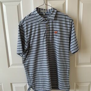 Peter Millar striped polo shirt with The Ocean Club Kiawah logo Large
